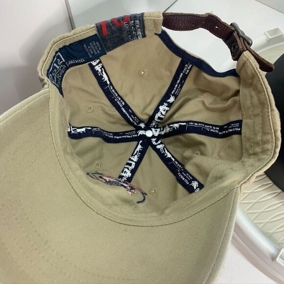 Vintage Polo Ralph Lauren USS 2nd Fly Squadron Scorpion Leather Strapback  Hat‎ - Picture 5 of 6